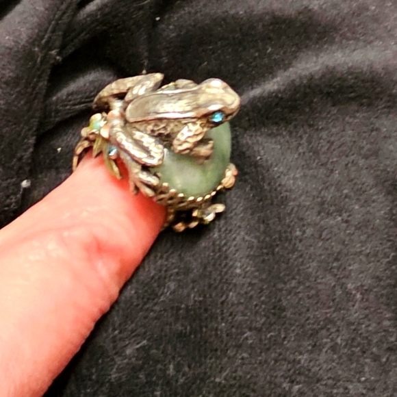 'Sweet Romance USA' .925 Silver Sculpture Frog Ring 💍 Adjustable NEW - Picture 5 of 10